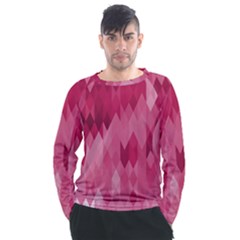 Blush Pink Geometric Pattern Men s Long Sleeve Raglan Tee