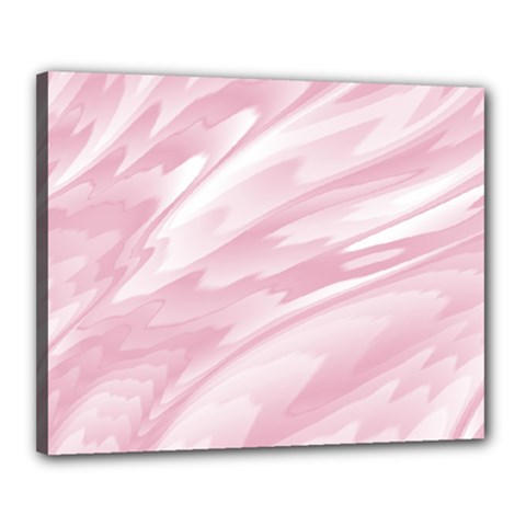 Pastel Pink Feathered Pattern Canvas 20  X 16  (stretched) by SpinnyChairDesigns