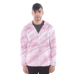 Pastel Pink Feathered Pattern Men s Hooded Windbreaker by SpinnyChairDesigns