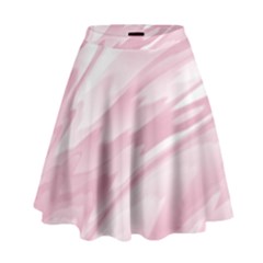 Pastel Pink Feathered Pattern High Waist Skirt by SpinnyChairDesigns