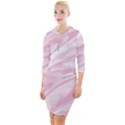 Pastel Pink Feathered Pattern Quarter Sleeve Hood Bodycon Dress View1