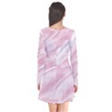 Pastel Pink Feathered Pattern Long Sleeve V-neck Flare Dress View2