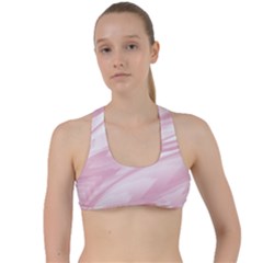 Pastel Pink Feathered Pattern Criss Cross Racerback Sports Bra by SpinnyChairDesigns