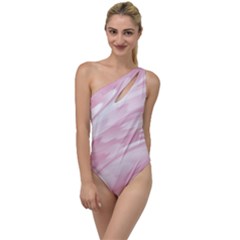 Pastel Pink Feathered Pattern To One Side Swimsuit by SpinnyChairDesigns