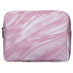 Pastel Pink Feathered Pattern Make Up Pouch (large) by SpinnyChairDesigns