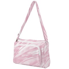 Pastel Pink Feathered Pattern Front Pocket Crossbody Bag by SpinnyChairDesigns