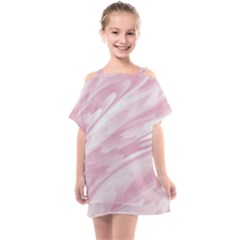 Pastel Pink Feathered Pattern Kids  One Piece Chiffon Dress by SpinnyChairDesigns