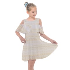 Boho Lemon Chiffon Pattern Kids  Shoulder Cutout Chiffon Dress by SpinnyChairDesigns