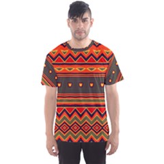 Boho Orange Tribal Pattern Men s Sport Mesh Tee