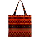 Boho Orange Tribal Pattern Zipper Grocery Tote Bag View2