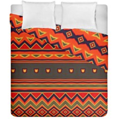 Boho Orange Tribal Pattern Duvet Cover Double Side (california King Size) by SpinnyChairDesigns