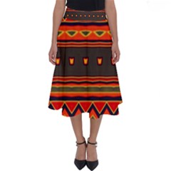 Boho Orange Tribal Pattern Perfect Length Midi Skirt by SpinnyChairDesigns