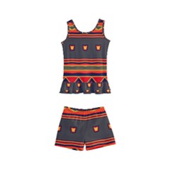 Boho Orange Tribal Pattern Kids  Boyleg Swimsuit