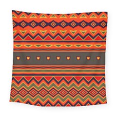 Boho Orange Tribal Pattern Square Tapestry (large) by SpinnyChairDesigns