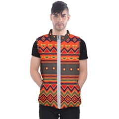 Boho Orange Tribal Pattern Men s Puffer Vest by SpinnyChairDesigns