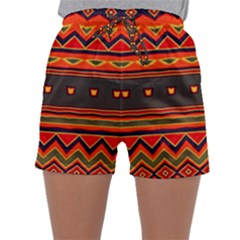 Boho Orange Tribal Pattern Sleepwear Shorts by SpinnyChairDesigns