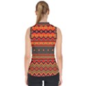 Boho Orange Tribal Pattern Mock Neck Shell Top View2