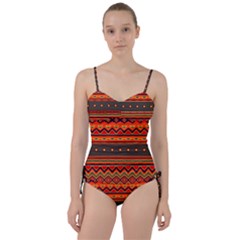 Boho Orange Tribal Pattern Sweetheart Tankini Set by SpinnyChairDesigns