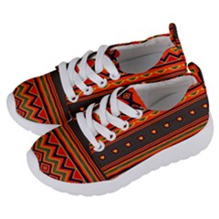 Boho Orange Tribal Pattern Kids  Lightweight Sports Shoes by SpinnyChairDesigns