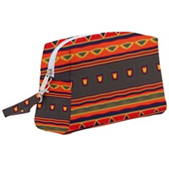 Boho Orange Tribal Pattern Wristlet Pouch Bag (large) by SpinnyChairDesigns