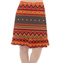 Boho Orange Tribal Pattern Fishtail Chiffon Skirt View1