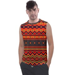 Boho Orange Tribal Pattern Men s Regular Tank Top by SpinnyChairDesigns