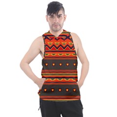 Boho Orange Tribal Pattern Men s Sleeveless Hoodie by SpinnyChairDesigns