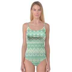 Boho Biscay Green Pattern Camisole Leotard  by SpinnyChairDesigns