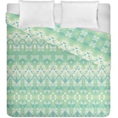 Boho Biscay Green Pattern Duvet Cover Double Side (king Size) by SpinnyChairDesigns