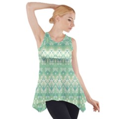 Boho Biscay Green Pattern Side Drop Tank Tunic by SpinnyChairDesigns