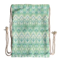 Boho Biscay Green Pattern Drawstring Bag (large) by SpinnyChairDesigns