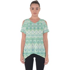 Boho Biscay Green Pattern Cut Out Side Drop Tee by SpinnyChairDesigns