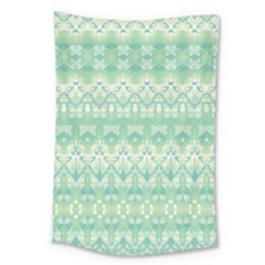 Boho Biscay Green Pattern Large Tapestry by SpinnyChairDesigns