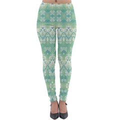 Boho Biscay Green Pattern Lightweight Velour Leggings by SpinnyChairDesigns