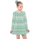 Boho Biscay Green Pattern Kids  Long Sleeve Dress View1