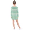 Boho Biscay Green Pattern Kids  Long Sleeve Dress View2