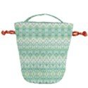 Boho Biscay Green Pattern Drawstring Bucket Bag View1