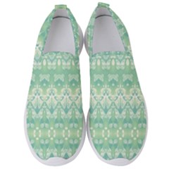 Boho Biscay Green Pattern Men s Slip On Sneakers by SpinnyChairDesigns