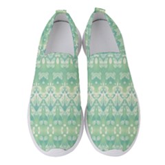 Boho Biscay Green Pattern Women s Slip On Sneakers by SpinnyChairDesigns