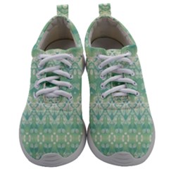 Boho Biscay Green Pattern Mens Athletic Shoes by SpinnyChairDesigns