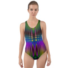 Abstract Psychedelic Pattern Cut-out Back One Piece Swimsuit by SpinnyChairDesigns