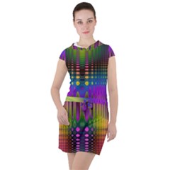 Abstract Psychedelic Pattern Drawstring Hooded Dress by SpinnyChairDesigns