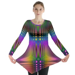 Abstract Psychedelic Pattern Long Sleeve Tunic  by SpinnyChairDesigns