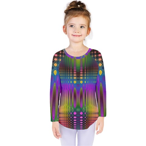 Abstract Psychedelic Pattern Kids  Long Sleeve Tee by SpinnyChairDesigns