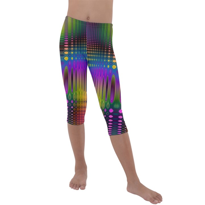 Abstract Psychedelic Pattern Kids  Lightweight Velour Capri Leggings 