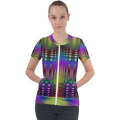 Abstract Psychedelic Pattern Short Sleeve Zip Up Jacket by SpinnyChairDesigns