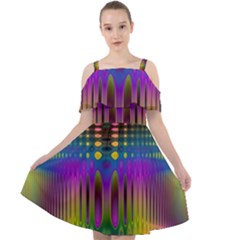 Abstract Psychedelic Pattern Cut Out Shoulders Chiffon Dress by SpinnyChairDesigns