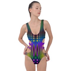 Abstract Psychedelic Pattern Side Cut Out Swimsuit by SpinnyChairDesigns