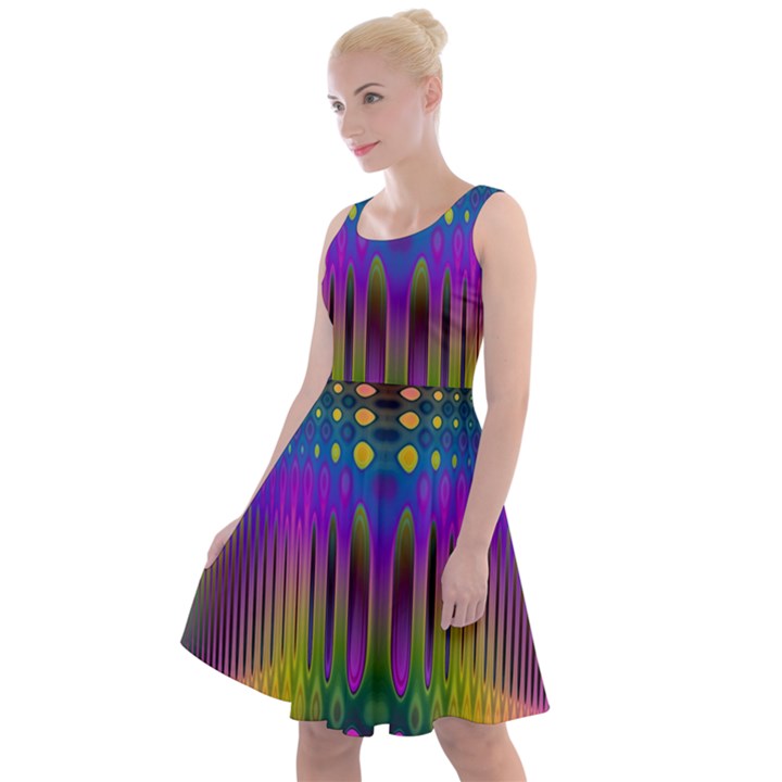 Abstract Psychedelic Pattern Knee Length Skater Dress