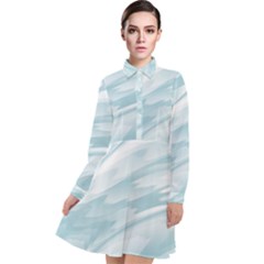 Light Blue Feathered Texture Long Sleeve Chiffon Shirt Dress by SpinnyChairDesigns